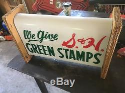 Vintage S&h Green Stamps Light Up Sign Add To Porcelain Sign Collection