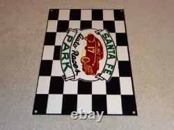 Vintage Santa Fe Speedway Auto Car, Truck Races Chicago Metal Gasoline Oil Sign Vintage Santa Fe Speedway Auto Car, Truck Races Chicago Metal Gasoline Oil Sign