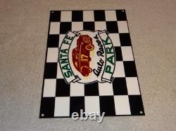 Vintage Santa Fe Speedway Auto Car, Truck Races Chicago Metal Gasoline Oil Sign
