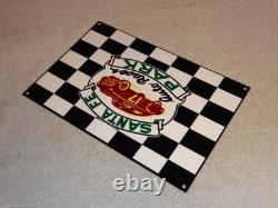 Vintage Santa Fe Speedway Auto Car, Truck Races Chicago Metal Gasoline Oil Sign