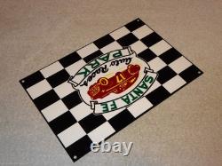 Vintage Santa Fe Speedway Auto Car, Truck Races Chicago Metal Gasoline Oil Sign