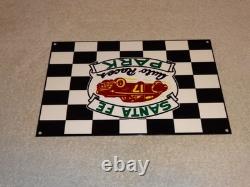 Vintage Santa Fe Speedway Auto Car, Truck Races Chicago Metal Gasoline Oil Sign