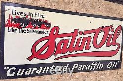 Vintage Satin Oil Tin Metal Sign Not Porcelain Gas Oil