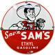 Vintage Sav'n Sam's Gasoline Porcelain Sign Ethyl Gas Station Motor Oil Pump