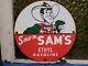 Vintage Sav'n Sams Porcelain Sign Oil Ethyl Gasoline Station Service Pump Plate