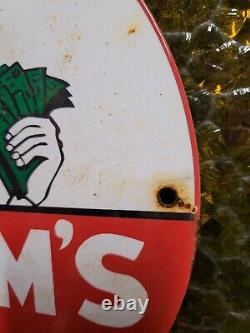 Vintage Sav'n Sams Porcelain Sign Oil Ethyl Gasoline Station Service Pump Plate