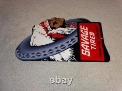 Vintage Savage Tires Heap Big Mileage +indian 12 Enamel Metal Gasoline Oil Sign