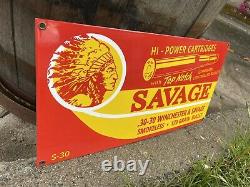 Vintage Savage Winchester Porcelain Sign Gas Firearm Gun Ammo Rifle Signage Oil