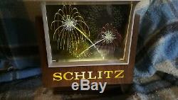 Vintage Schlitz Beer Animated Motion Fireworks Lighted Sign