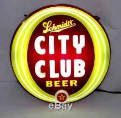 Vintage Schmidt's CITY CLUB BEER Lighted Hanging SIGN