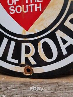 Vintage Seaboard Porcelain Railroad Sign Train Railway Station Gas Advertising