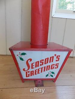 Vintage Seasons Greetings 53 Tall Christmas Display Candle Sign Lights Up