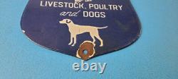 Vintage Security Feeds Porcelain Sign Livestock, Poultry, Dogs Gas Pump Sign