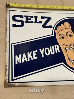 Vintage Selz Shoes 2 Sided Flange Sign Thin Metal Sign