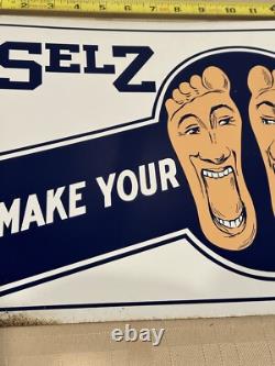 Vintage Selz Shoes 2 Sided Flange Sign Thin Metal Sign