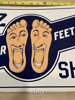 Vintage Selz Shoes 2 Sided Flange Sign Thin Metal Sign