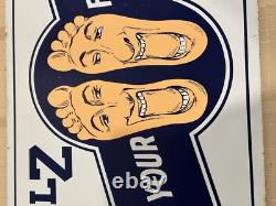 Vintage Selz Shoes 2 Sided Flange Sign Thin Metal Sign
