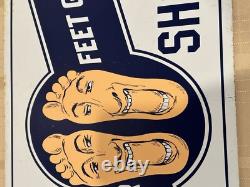 Vintage Selz Shoes 2 Sided Flange Sign Thin Metal Sign