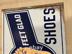 Vintage Selz Shoes 2 Sided Flange Sign Thin Metal Sign