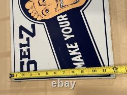 Vintage Selz Shoes 2 Sided Flange Sign Thin Metal Sign