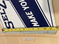 Vintage Selz Shoes 2 Sided Flange Sign Thin Metal Sign