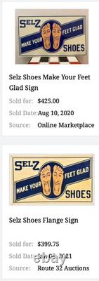 Vintage Selz Shoes Make Your Feet Glad? 15 Metal Gasoline Oil Advertising Sign