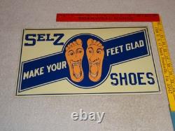 Vintage Selz Shoes Make Your Feet Glad? 15 Metal Gasoline Oil Advertising Sign