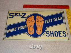 Vintage Selz Shoes Make Your Feet Glad? 15 Metal Gasoline Oil Advertising Sign