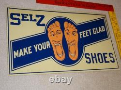 Vintage Selz Shoes Make Your Feet Glad? 15 Metal Gasoline Oil Advertising Sign