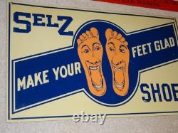 Vintage Selz Shoes Make Your Feet Glad? 15 Metal Gasoline Oil Advertising Sign