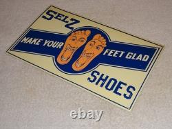 Vintage Selz Shoes Make Your Feet Glad? 15 Metal Gasoline Oil Advertising Sign