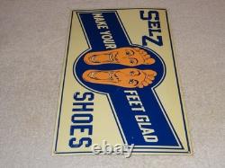 Vintage Selz Shoes Make Your Feet Glad? 15 Metal Gasoline Oil Advertising Sign