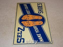 Vintage Selz Shoes Make Your Feet Glad? 15 Metal Gasoline Oil Advertising Sign