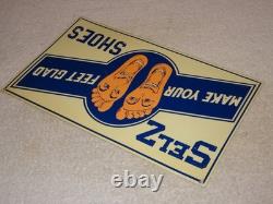 Vintage Selz Shoes Make Your Feet Glad? 15 Metal Gasoline Oil Advertising Sign