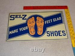 Vintage Selz Shoes Make Your Feet Glad? 15 Metal Gasoline Oil Advertising Sign