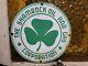 Vintage Shamrock Porcelain Sign Motor Oil Gas Station Service Irish Lucky Clover