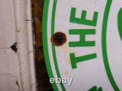 Vintage Shamrock Porcelain Sign Motor Oil Service Gas Station Irish Lucky Clover