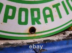 Vintage Shamrock Porcelain Sign Motor Oil Service Gas Station Irish Lucky Clover