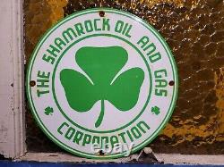 Vintage Shamrock Porcelain Sign Motor Oil Service Gas Station Irish Lucky Clover