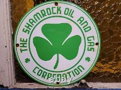Vintage Shamrock Porcelain Sign Motor Oil Service Gas Station Irish Lucky Clover