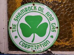 Vintage Shamrock Porcelain Sign Motor Oil Service Gas Station Irish Lucky Clover