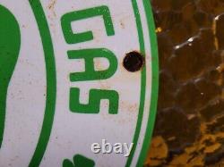 Vintage Shamrock Porcelain Sign Motor Oil Service Gas Station Irish Lucky Clover
