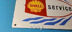 Vintage Shell Gasoline Porcelain Boat Marine Gas Service Station Pump Plate Sign