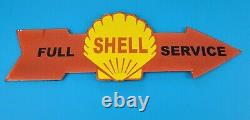 Vintage Shell Gasoline Porcelain Direction Arrow Gas Service Station Pump Sign