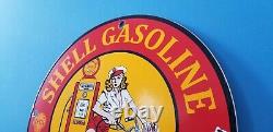Vintage Shell Gasoline Porcelain Harley Davidson Motorcycle Service Station Sign