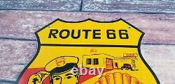 Vintage Shell Gasoline Porcelain Highway Route 66 Gas Service Station Pump Sign