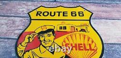 Vintage Shell Gasoline Porcelain Highway Route 66 Gas Service Station Pump Sign