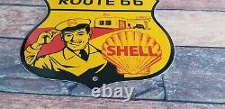 Vintage Shell Gasoline Porcelain Highway Route 66 Gas Service Station Pump Sign