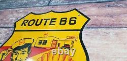 Vintage Shell Gasoline Porcelain Highway Route 66 Gas Service Station Pump Sign