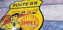 Vintage Shell Gasoline Porcelain Highway Route 66 Gas Service Station Pump Sign